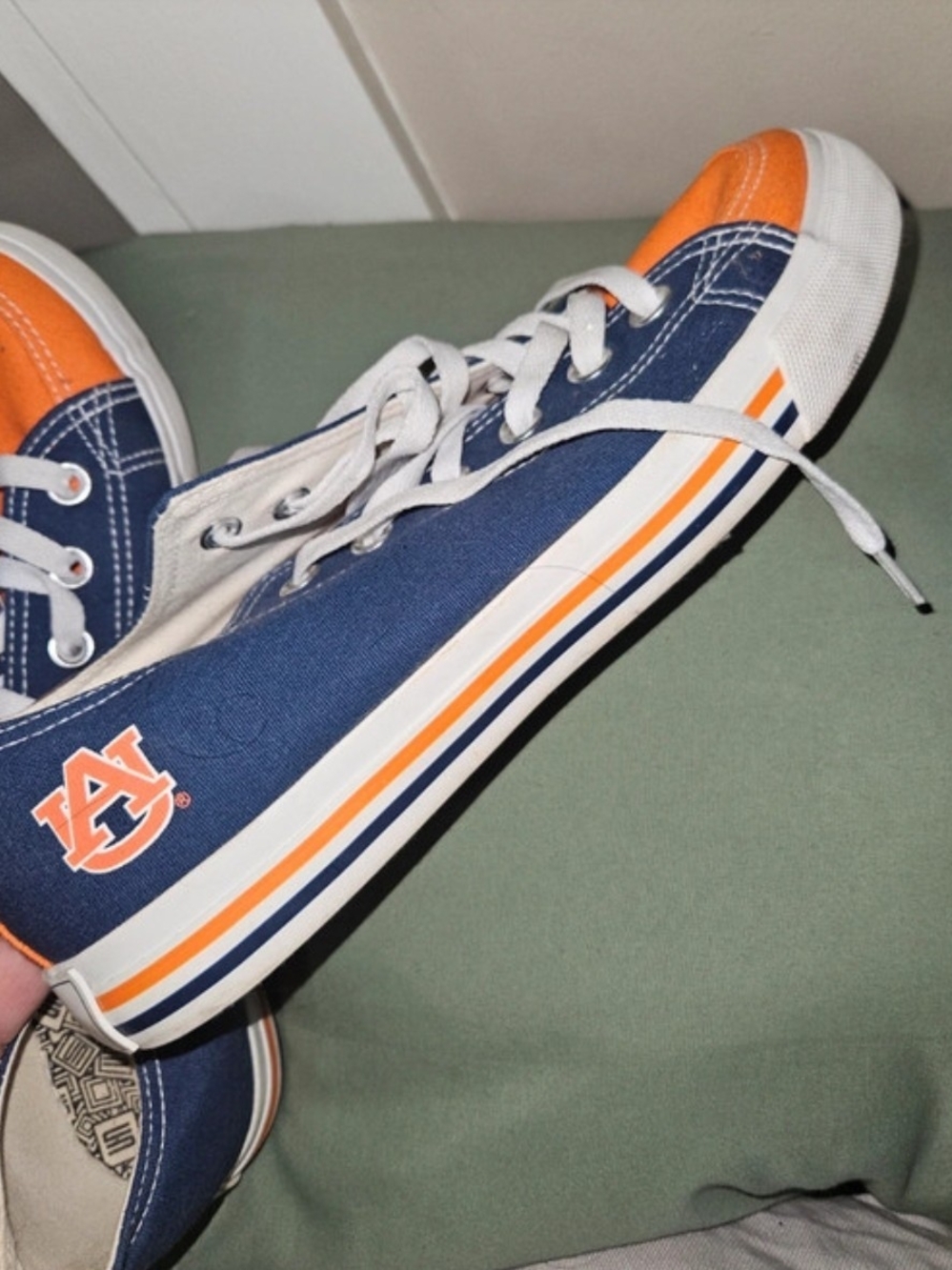 Kicks For Gents Navy and Orange Low-Top Canvas Sneakers